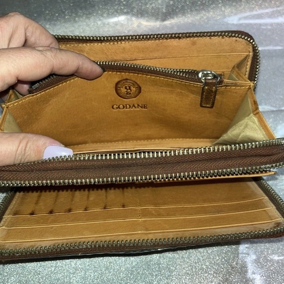 Godane Genuine Crocodile Embossed Leather Long Zippy Wallet. Vtg Exotic Japan! - Picture 9 of 14